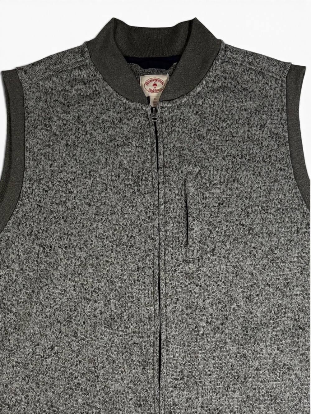 Brooks Brothers Red Fleece Marled Gray Sweater Fleece Full Zip Vest Men’s XL - Picture 6 of 9